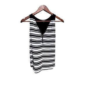Express Tank Top Womens XS Black White Striped Excellent Quarter Zip Sleeveless